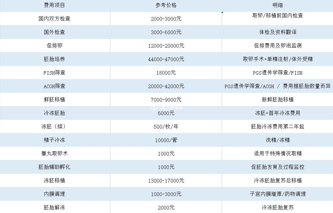 泰国试管婴儿流程费用